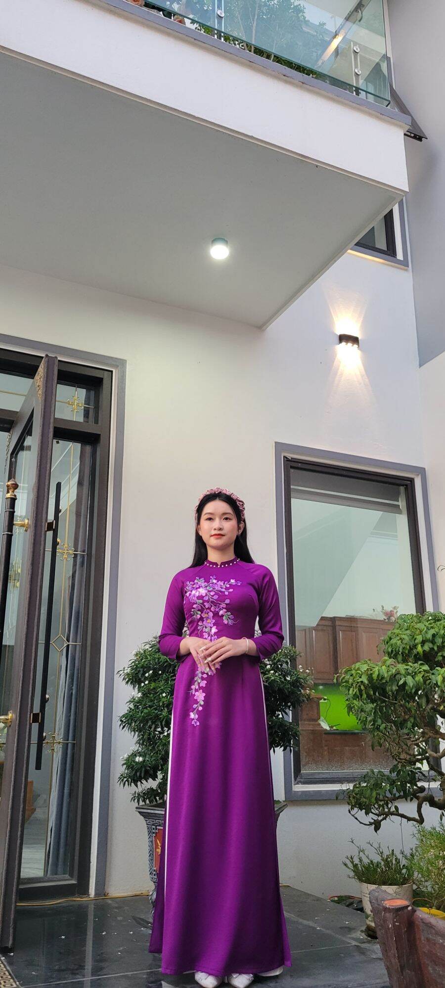 áo dài thêu 2023 lụa tây thi cao cấp kèm quần