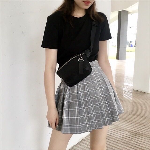 Chân váy tennis caro ulzzang kèm ảnh thật ��