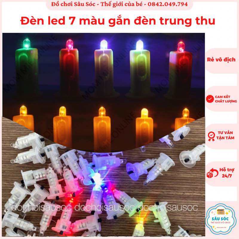 Đèn led 7 màu gắn đèn trung thu, lồng đèn handmade - đèn led trung thu