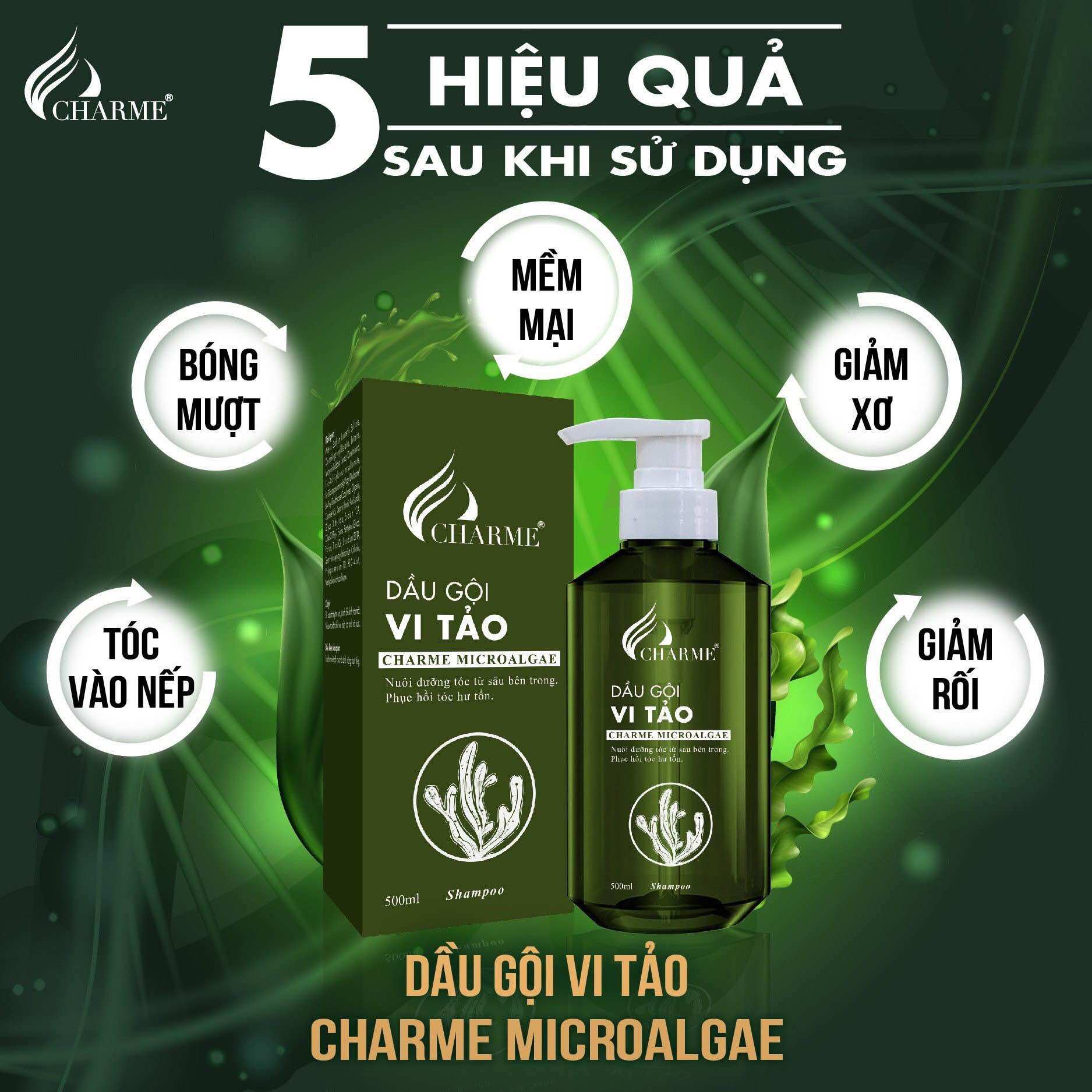 Combo gội xả vi tảo kèm xịt tóc cha.rme( combo 3 món )