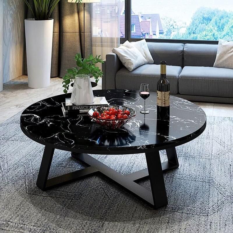 Bàn trà, bàn sofa mặt đá Maya, bàn uống nước chân sắt mặt đá phòng khách hiện đại