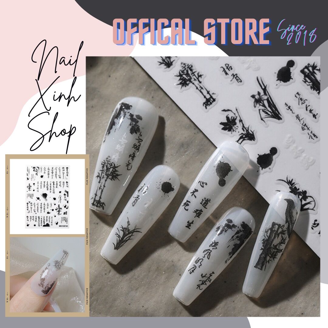 Sticker nail chữ 3D dán móng , phụ kiện nailxinhshop