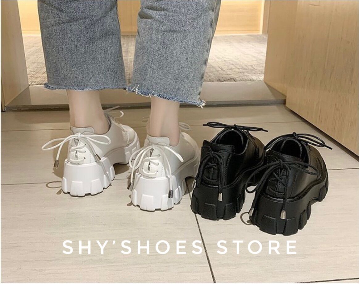 Giày boot oxford cổ thấp phong cách cá tính Trắng, Đen (size 35-40)