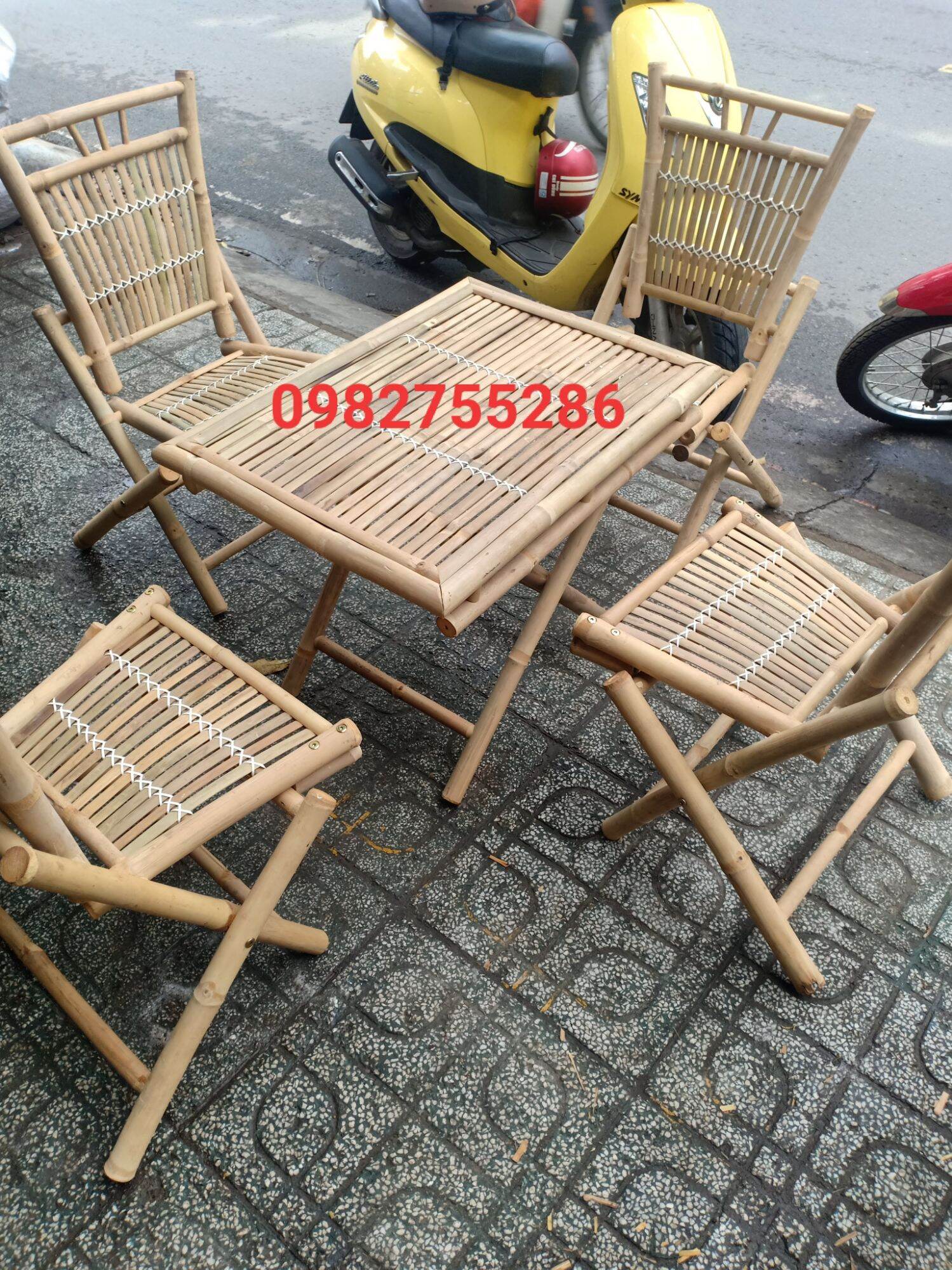 bàn ghế tre, bàn ghế xếp
