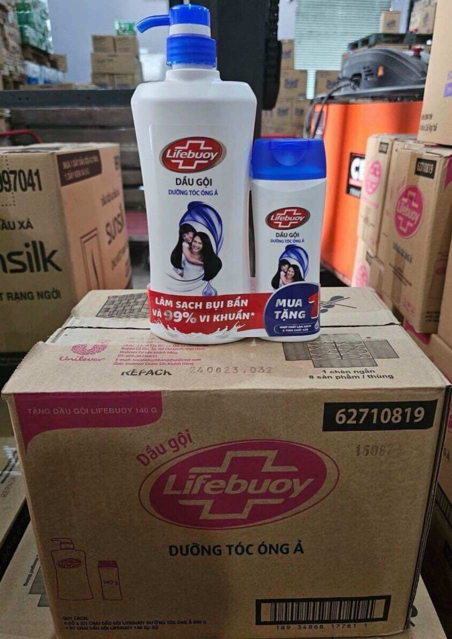 Dầu gội Lifebuoy 640g (Xanh Óng Ả, Đỏ Mềm Mượt Kháng Khuẩn)