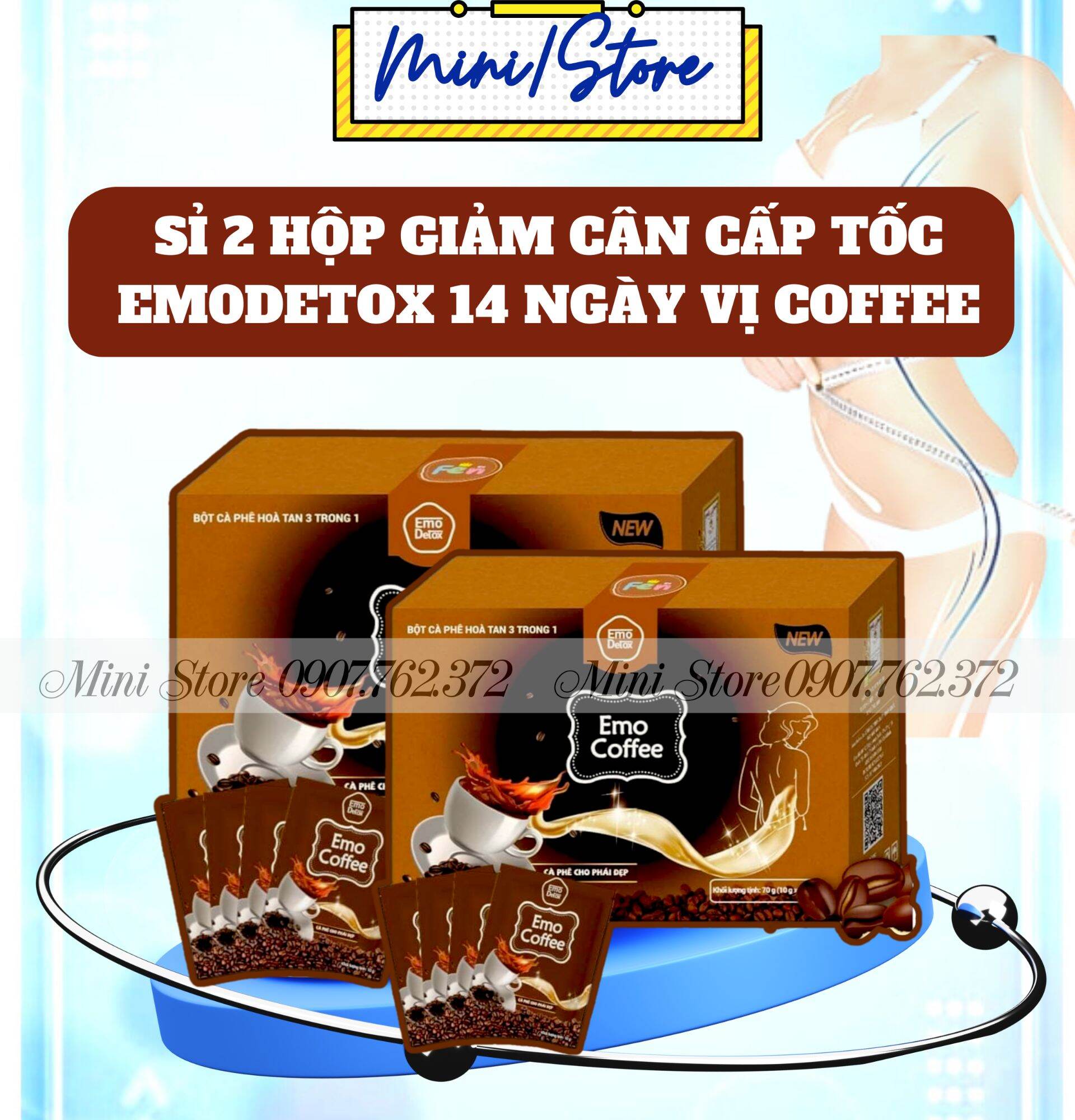 Sỉ Hai Hộp Bột Coffe emo / giảm cấp tốc 2-8kg sau 14 ngày