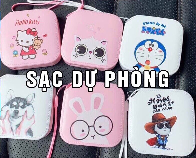 Sạc Dự Phòng Mini Doremon - Hello Kitty 5000mah ( tặng kèm cáp sạc+ dây đeo)