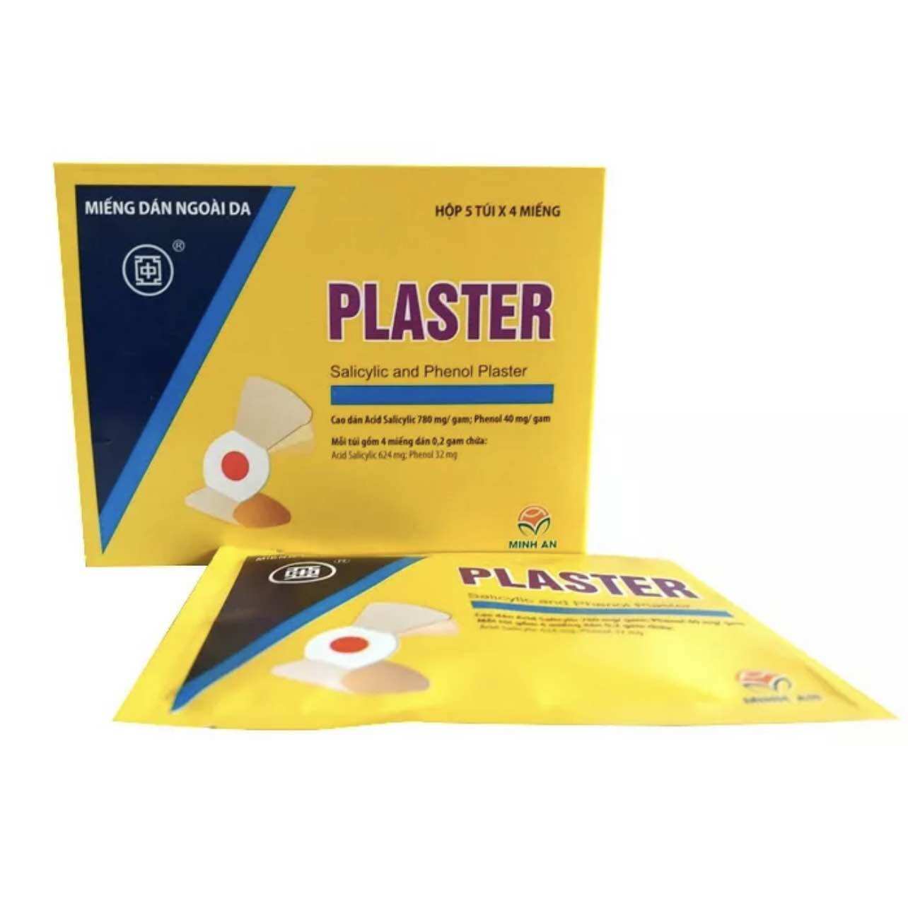 Miếng dán Plaster mụn cơm mụn cóc Plaster Minh an ( Hộp 5 túi* 4 miếng)