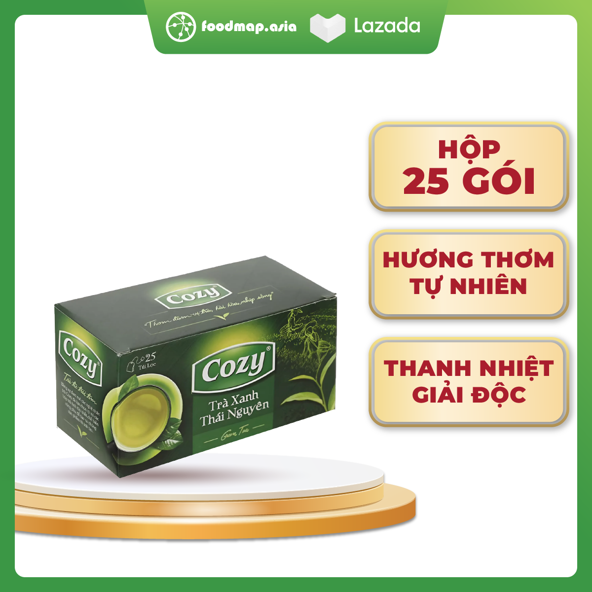 Trà xanh thái nguyên cozy - túi lọc 25g - cozy