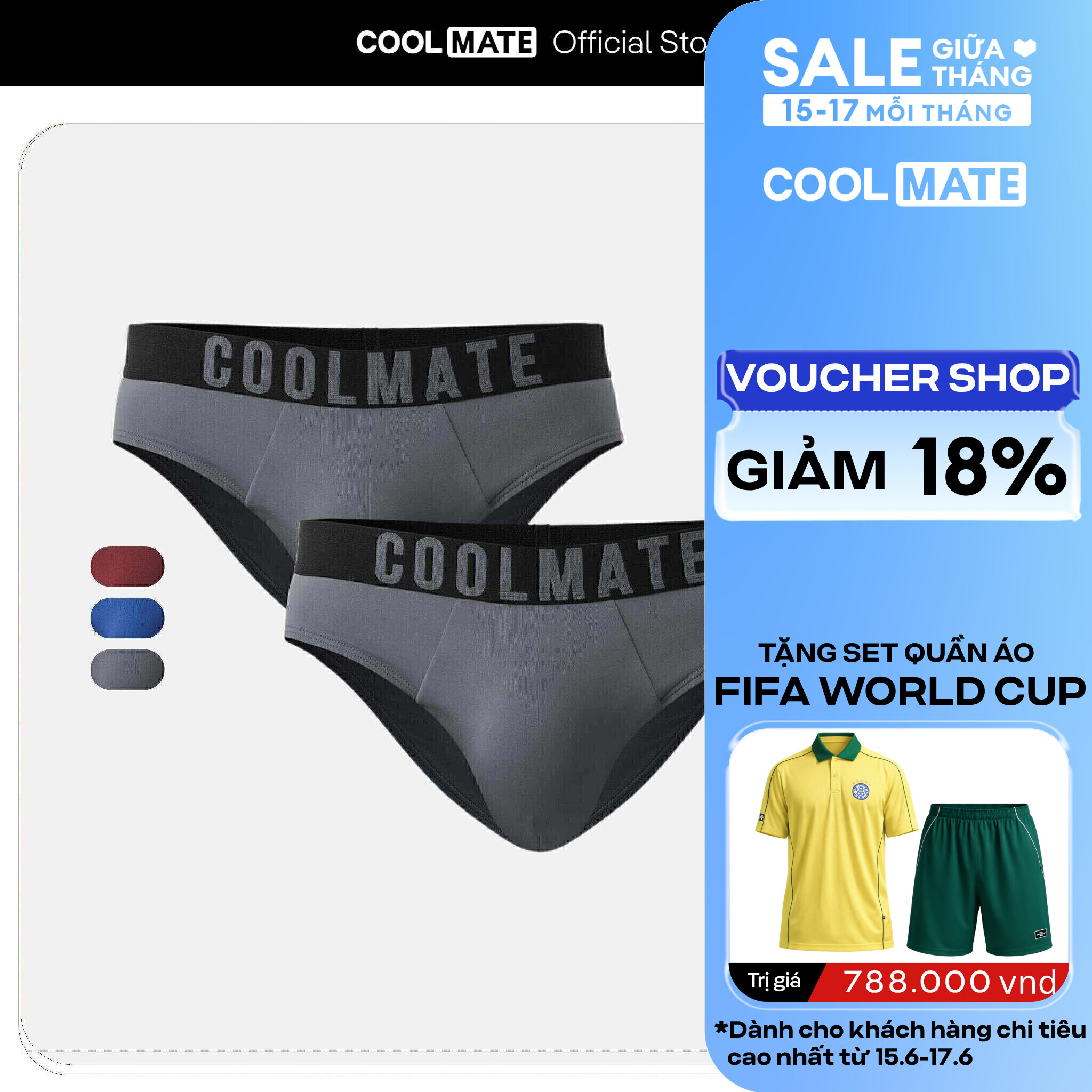 Combo 2 Quần Lót Nam Brief Ice Cooling Premium mát lạnh, nhanh khô, thoáng khí - Coolmate