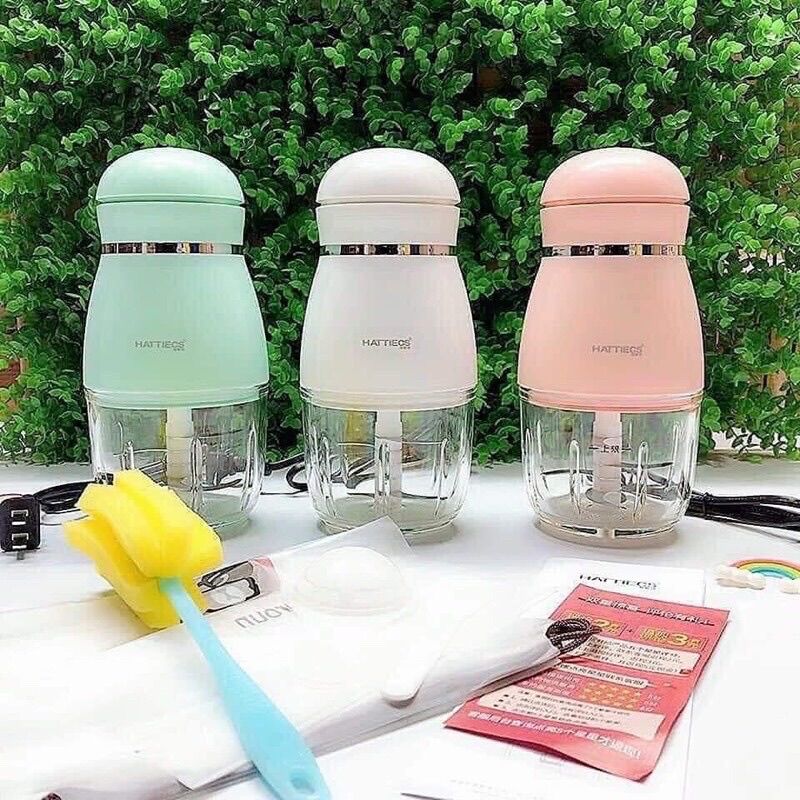 Máy Xay Hattiecs 6 Lưỡi 0.3L Cối Thuỷ Tinh, Máy Xay Cho Bé Ăn Dặm Cho Bé
