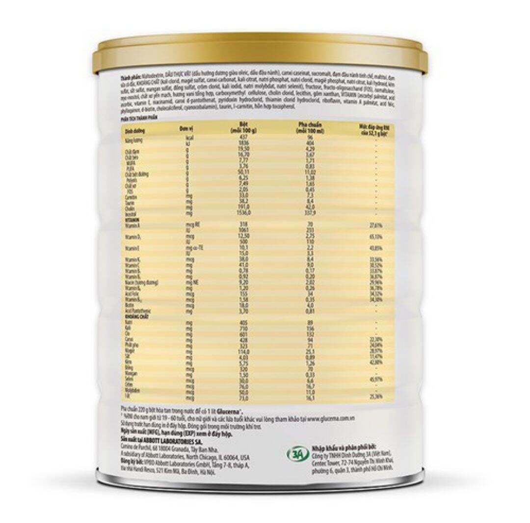 Sữa bột Glucerna hương vani 850g date mới