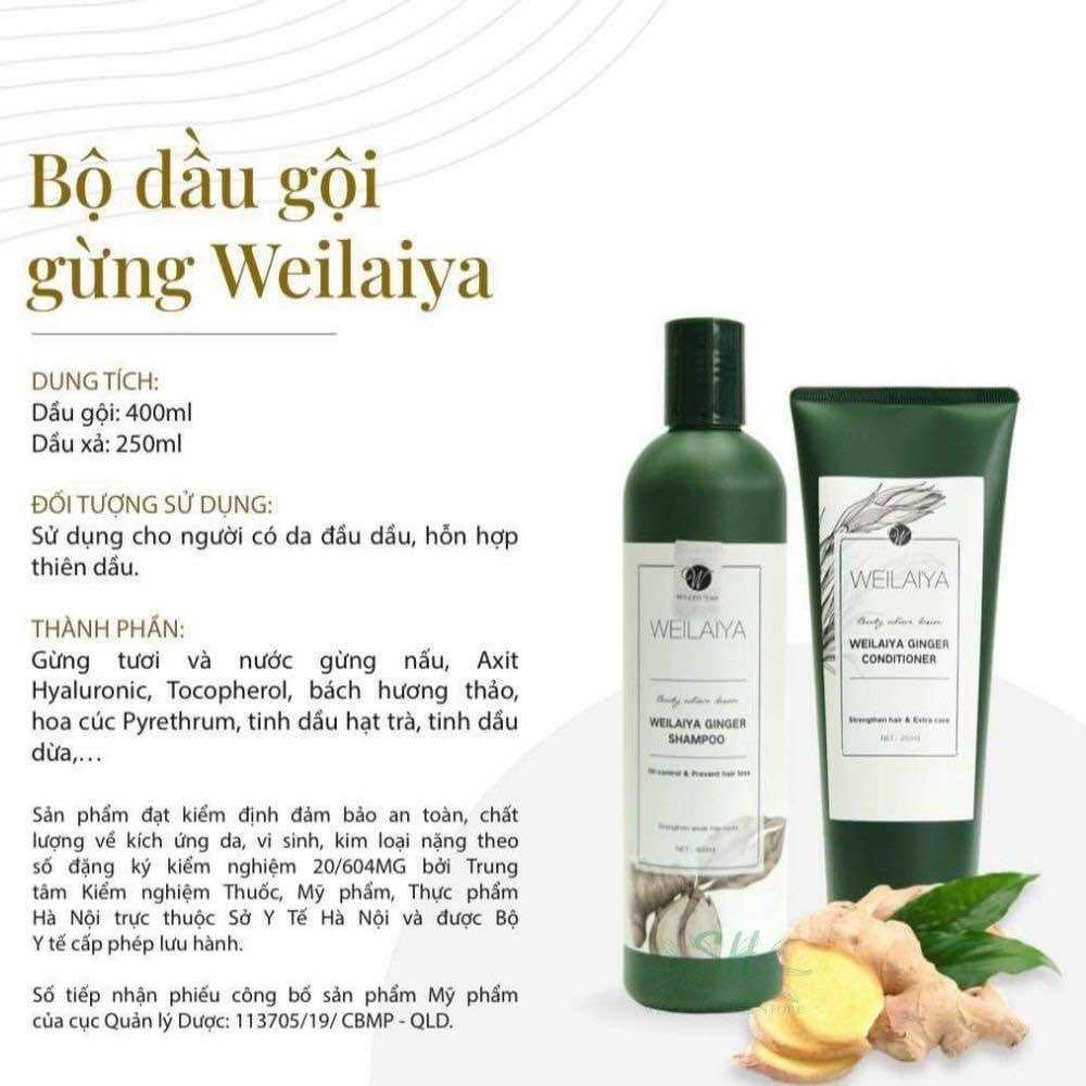 Cặp gội xả gừng tinh chất hà thủ ô welaiya
