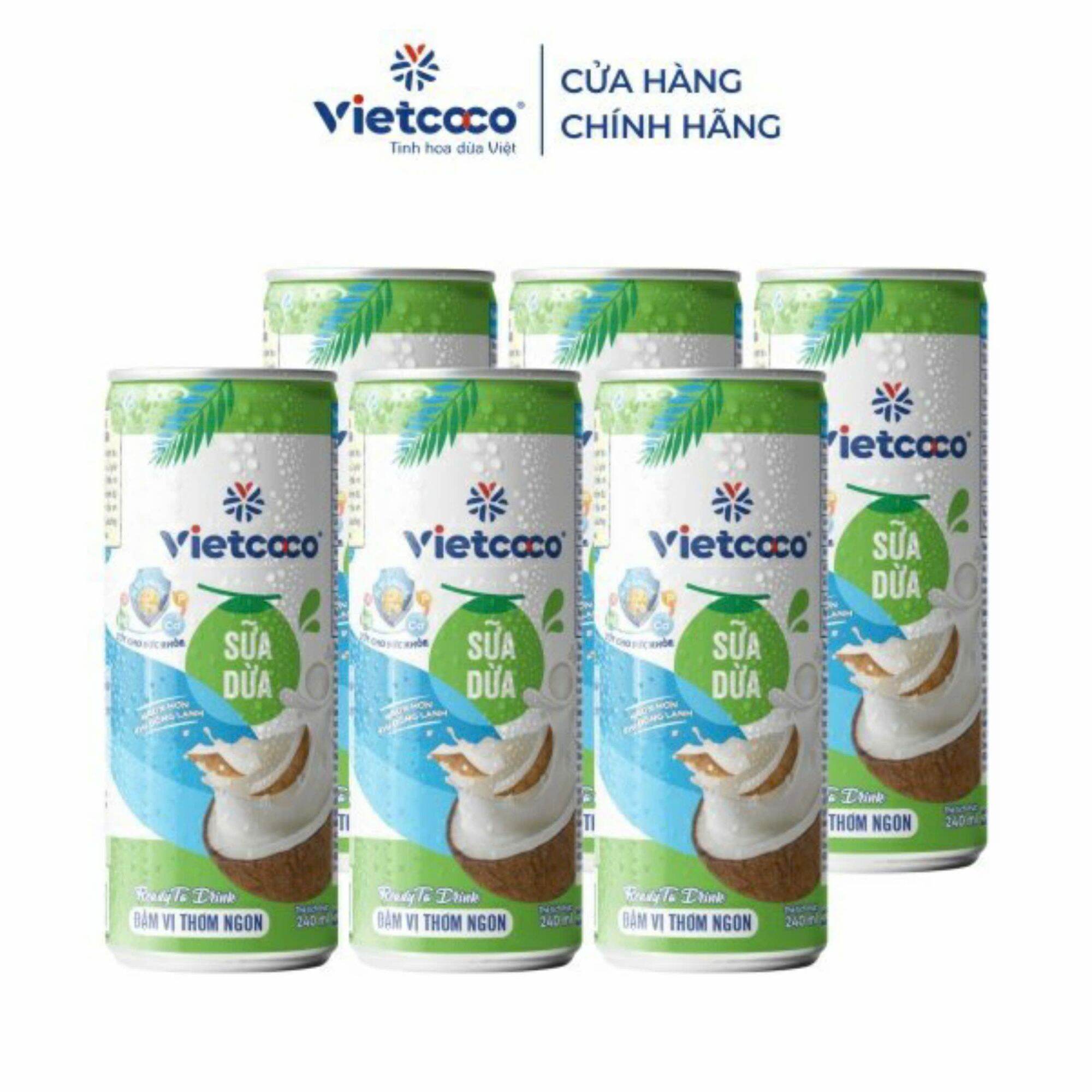 1 Lốc 6 lon sữa dừa Vietcoco, Date mới (240ml/lon)