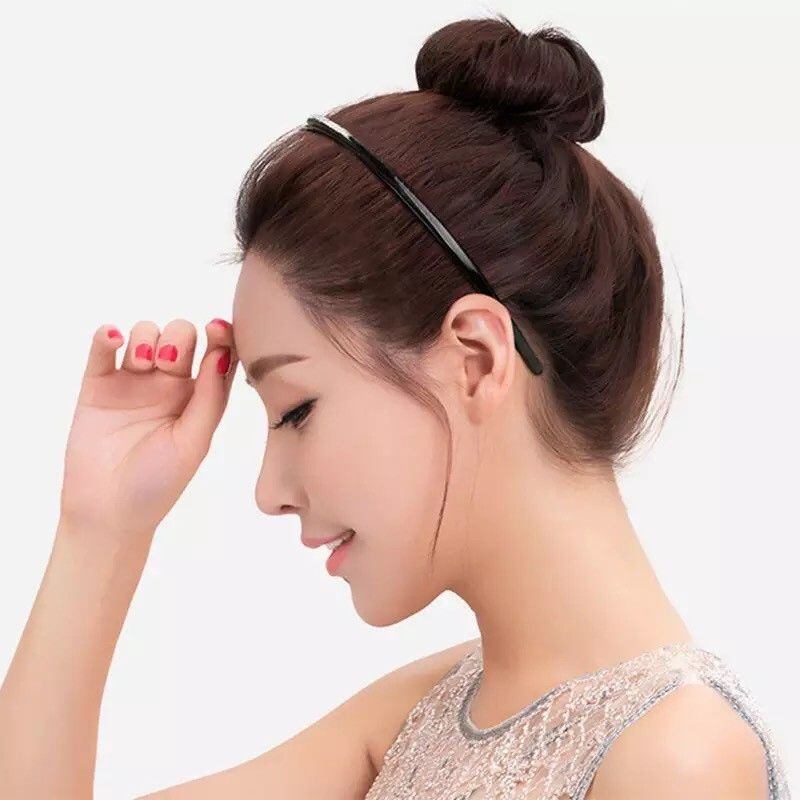 Combo 4 cái Bờm cài tóc màu đen 8mm (nhựa mềm)