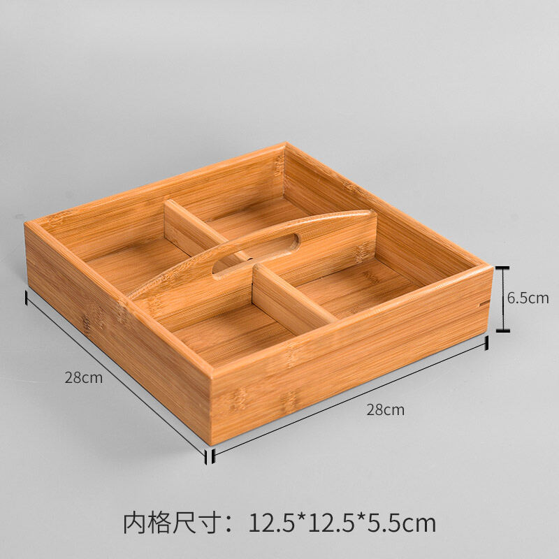 Hộp đựng hoa quả khô hộp quả hạch tre khay đựng hoa quả có nắp ngăn bằng gỗ tre khay đựng đồ ăn vặt gia dụng kiểu trung quốc khay đựng hoa quả khô phòng khách