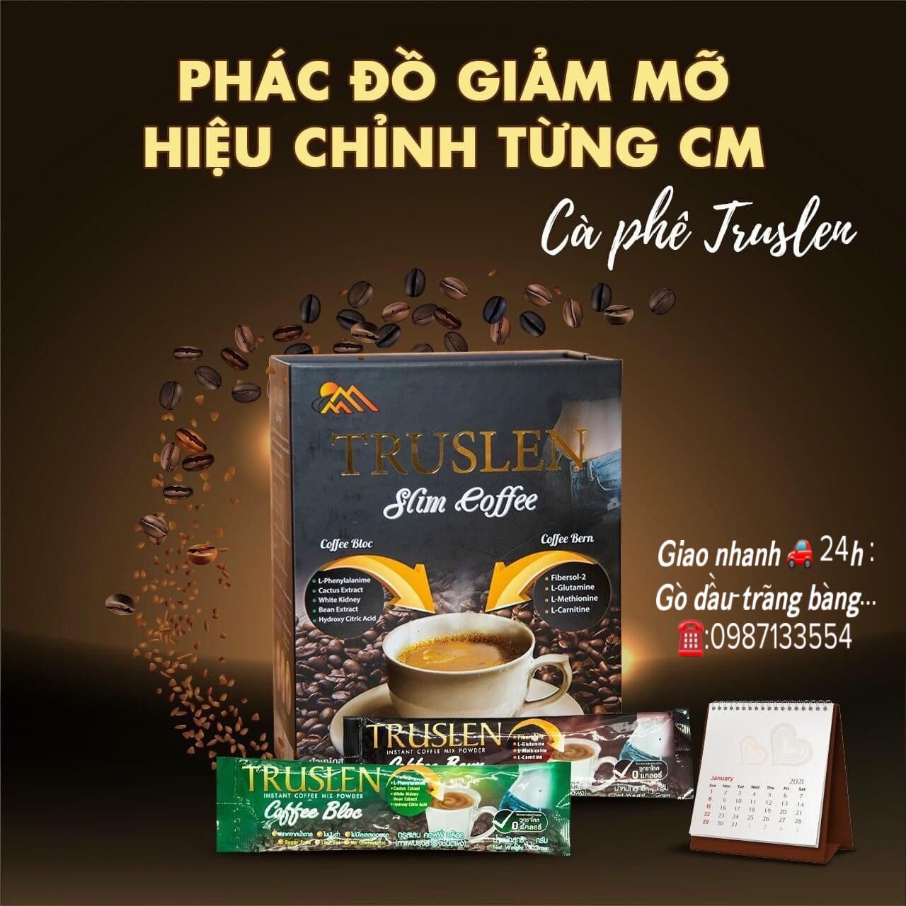 CÀ PHÊ Giảm Cân + Khóa Mỡ TRUSLEN - Thái Lan