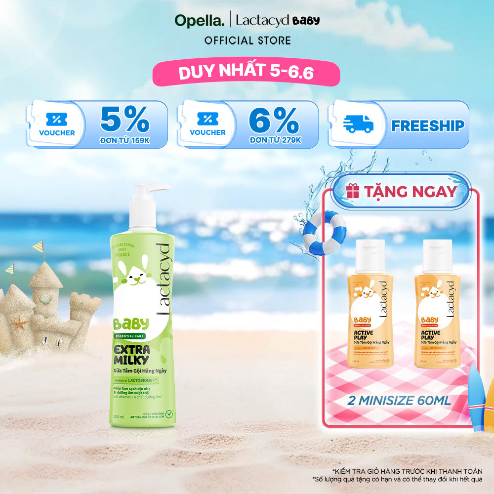 Sữa Tắm Gội Trẻ Em Lactacyd Baby Extra Milky Làm Sạch Dịu Nhẹ và Dưỡng Ẩm Vượt Trội 500ml
