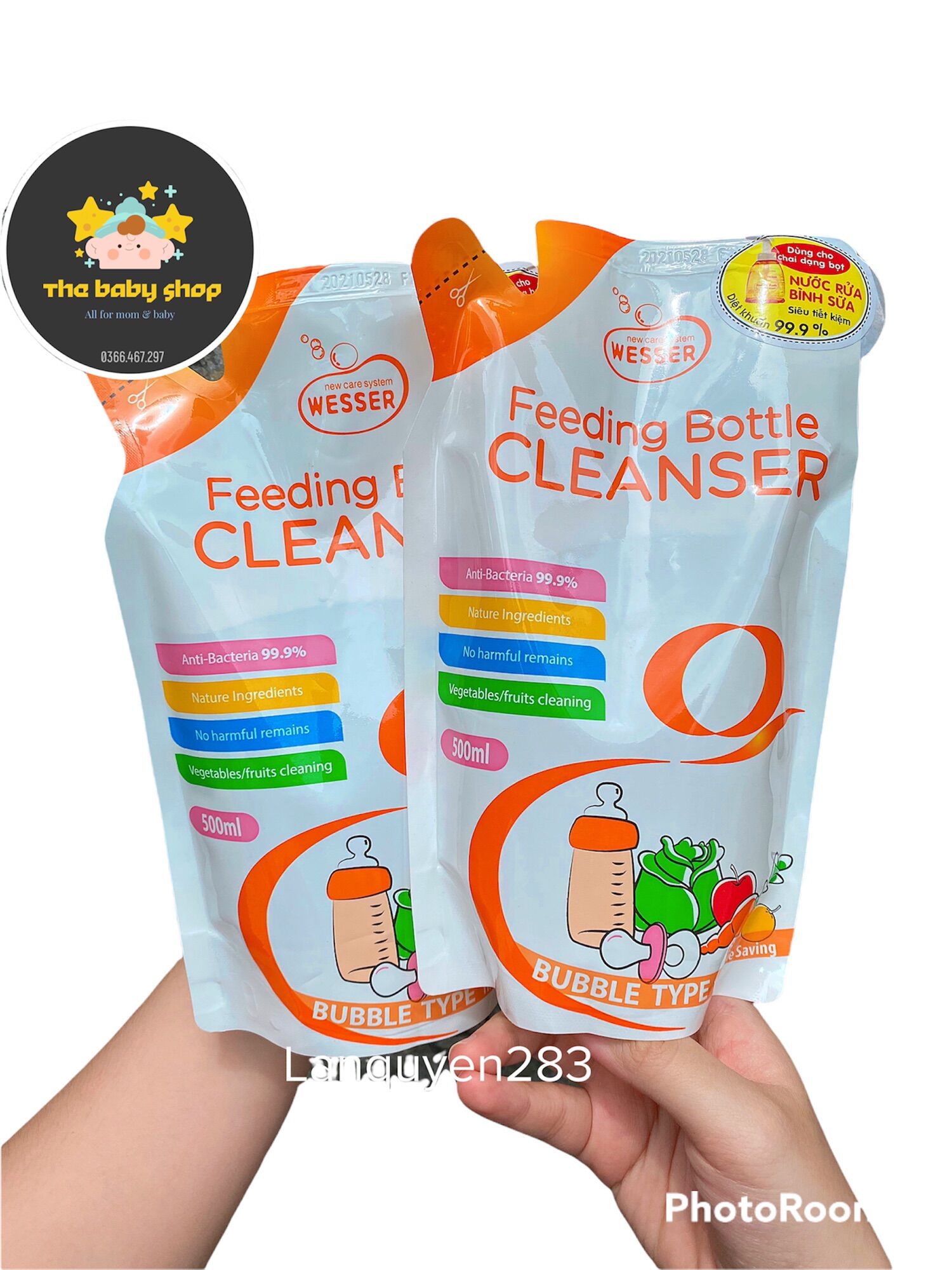 Nước súc bình sữa wesser 500ml