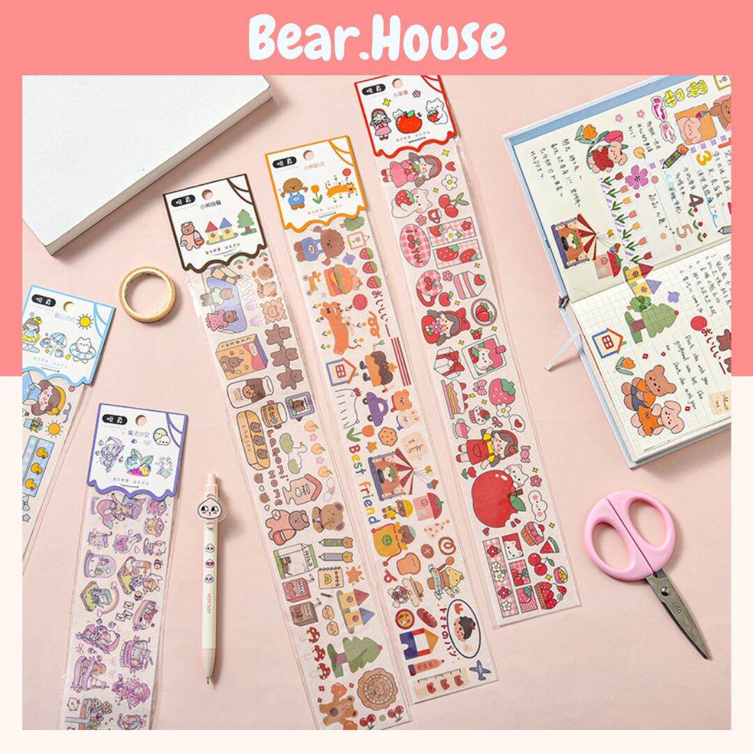 Set sticker dài 39cm hoạt tiết cố gái, gấu hoạt hình bear.house