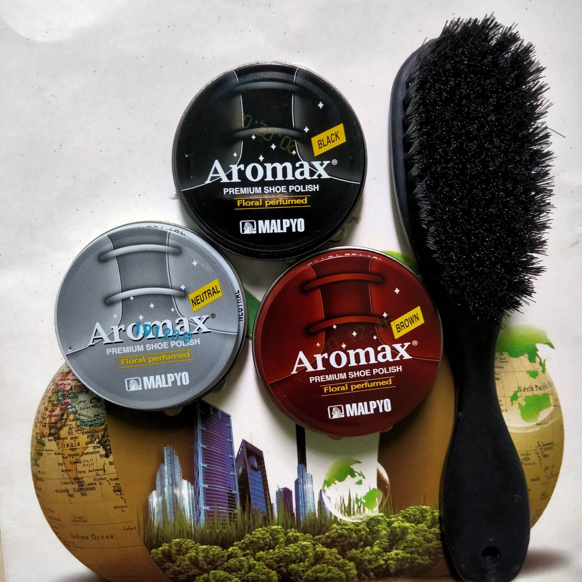 Xi đánh giày aromax + bàn chải đánh giày có cán có các màu (đen+nâu+trắng)cam kết sản phẩm chính hãng