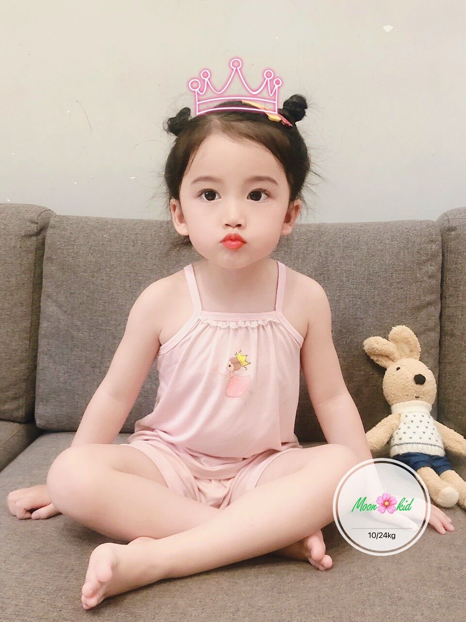 Đồ bộ 2 dây thun lạnh bé gái