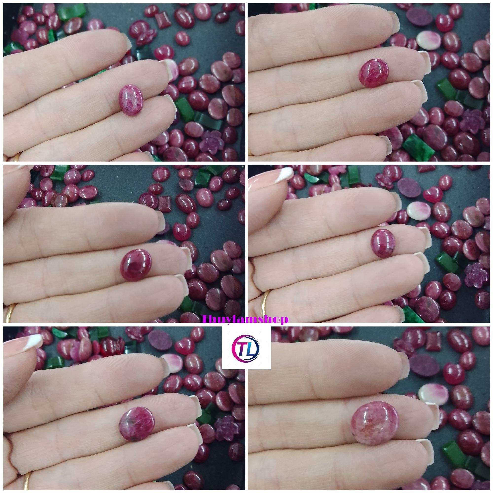 Mặt đá Ruby Nam phi thiên nhiên bao kiểm định đá quý làm nhẫn mặt dây chuyền bông tai