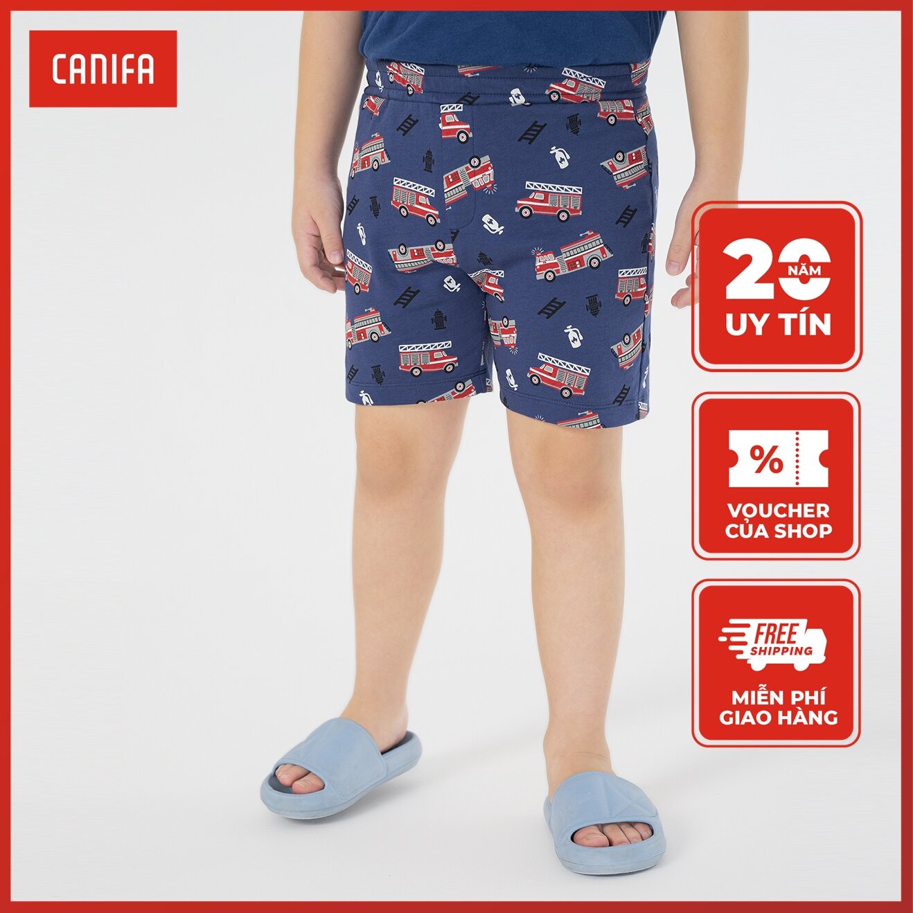 Quần mặc nhà bé trai canifa họa tiết dễ thương chất liệu 100% cotton 2lb22w001