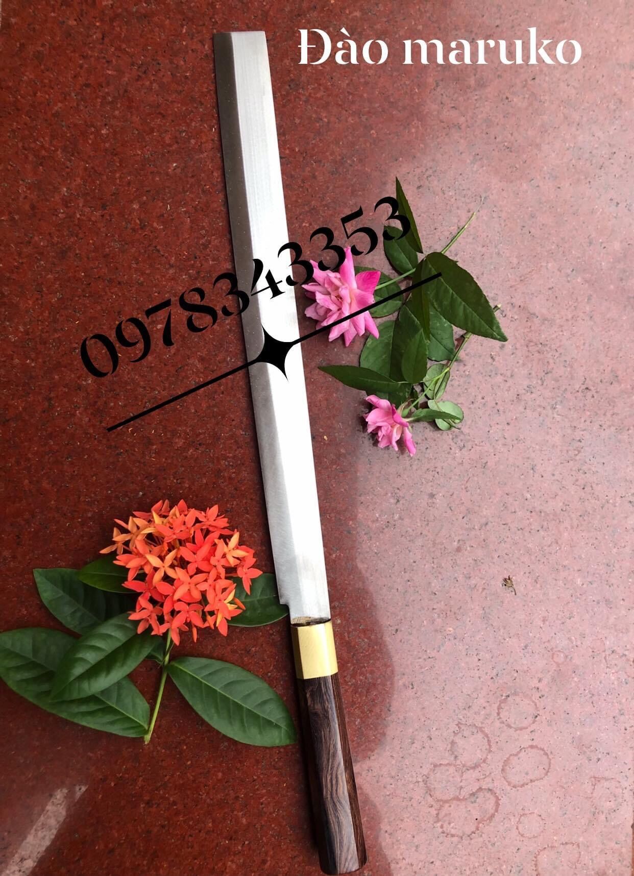 Dao sashimi thái lát cá không gỉ cán cẩm khâu đồng
