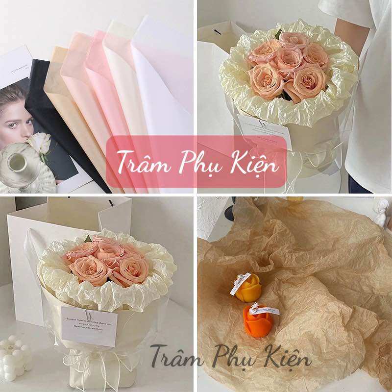 (20 tờ) Giấy nhăn ánh ngọc, giấy nến bó hoa