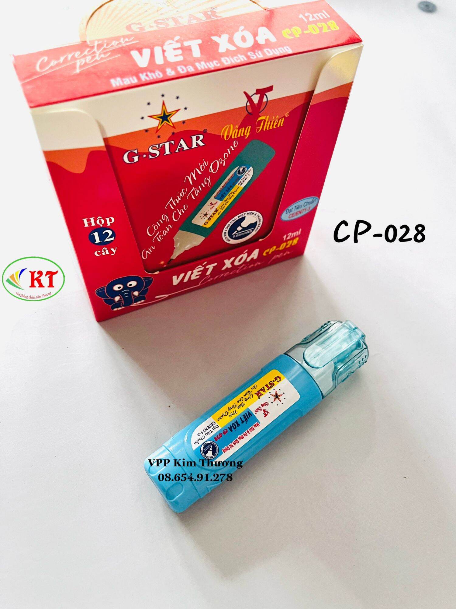 Bút xoá nước Gstar 12ml CP-028 (trắng, xanh, hồng, vàng)