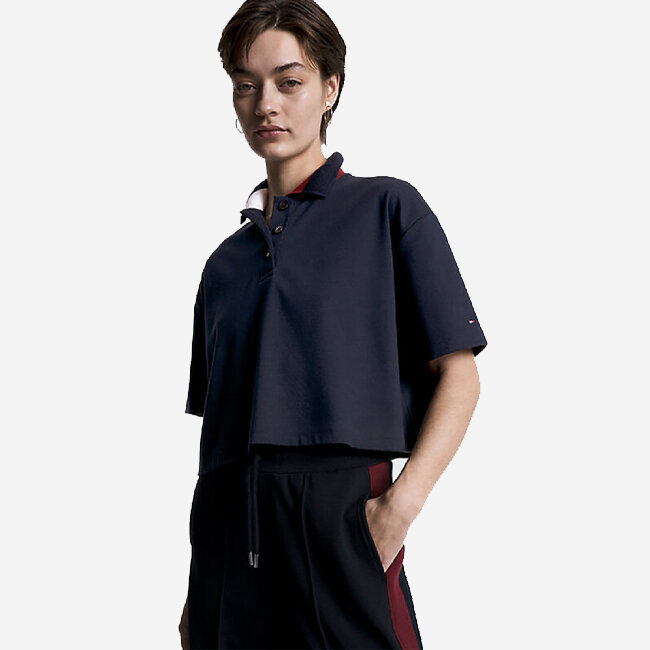 Tommy hilfiger - áo polo nữ tay ngắn rlx split global str crop polo ww0ww38833dw5