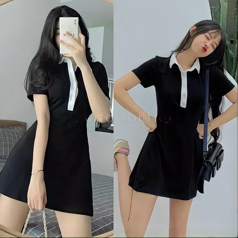 Đầm xòe phối cổ ngắn tay xinh lắm nha dn789