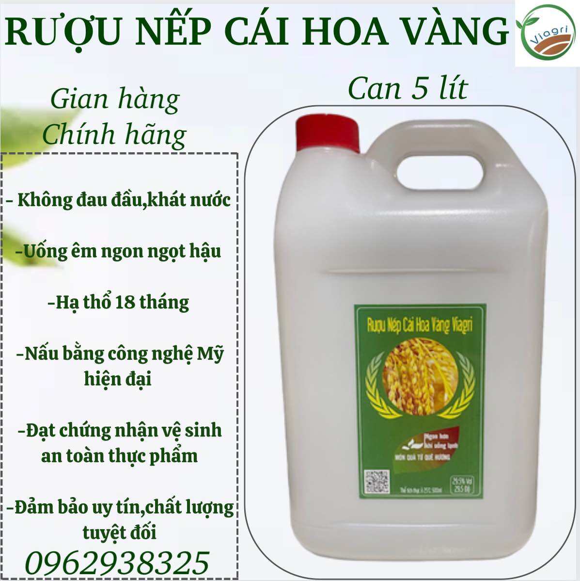 RƯỢU NẾP CÁI HOA VÀNG(loại 5 lít) ĐẠT CHỨNG NHẬN VS ATTP-RƯỢU CỔ TRUYỀN VIAGRI CHẤT LƯỢNG