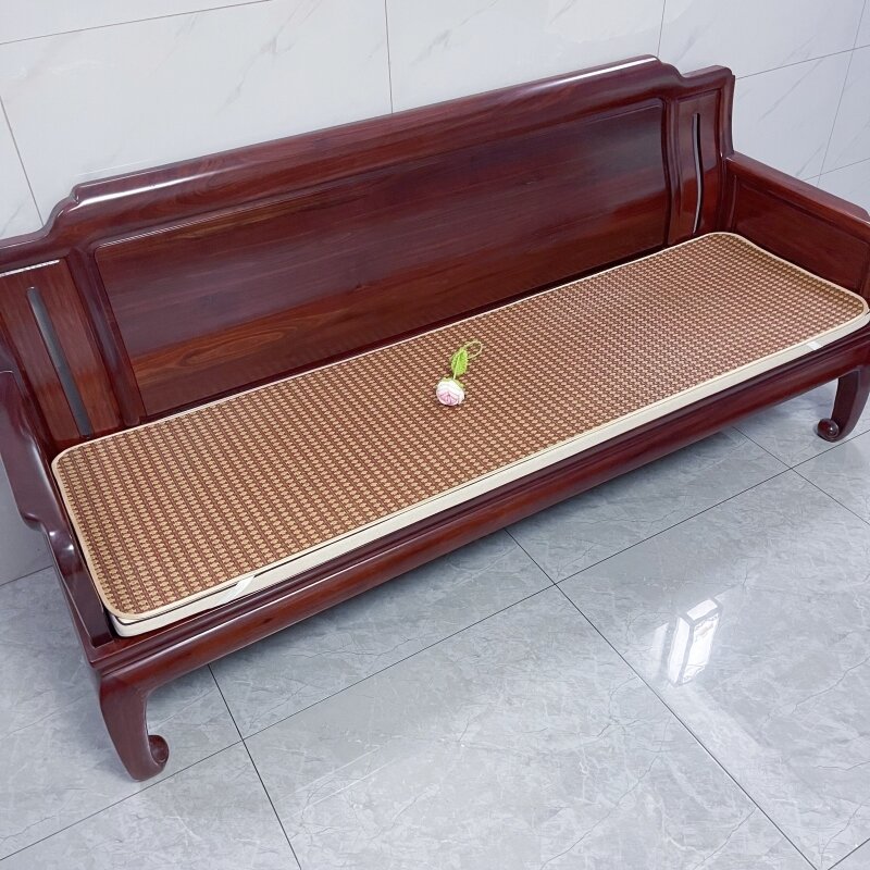 Gỗ Thật Đệm Sofa Mùa Hè Thoáng Mát Lụa Cây Nho Chống Trơn Trượt Họa Tiết Kẻ Sọc Đơn Đôi Ba Người Dài