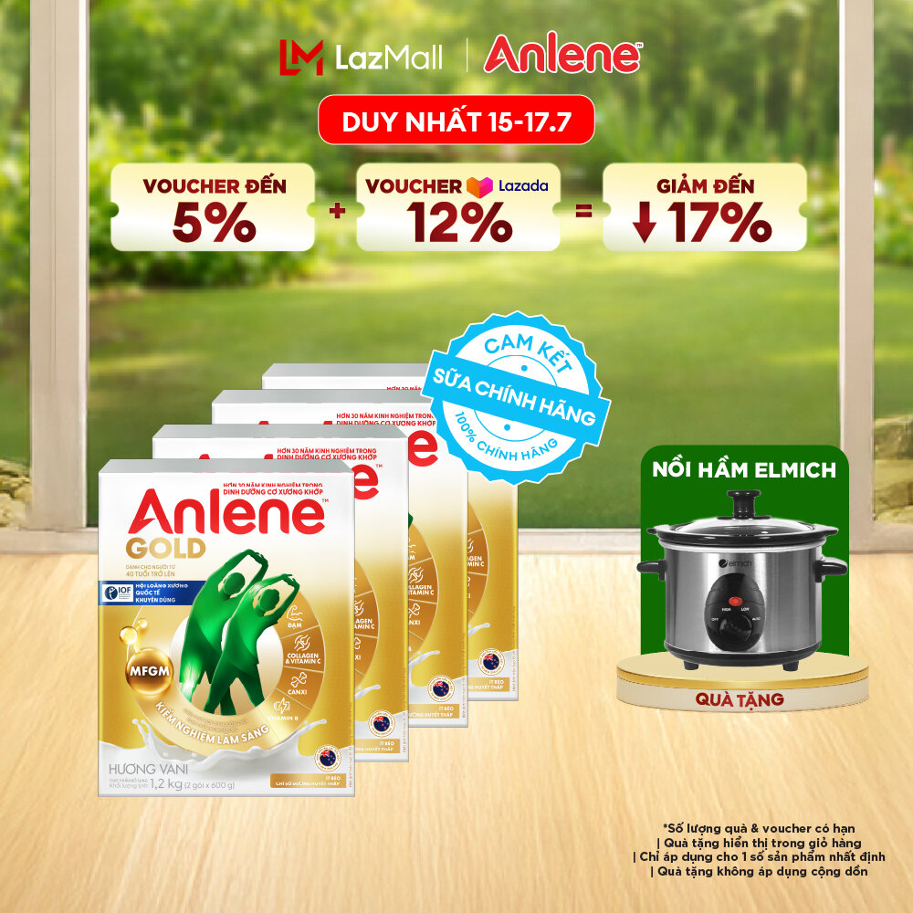[Voucher giảm đến 26%]Combo 4 Sữa Bột Anlene Gold Hương Vani 1.2Kg