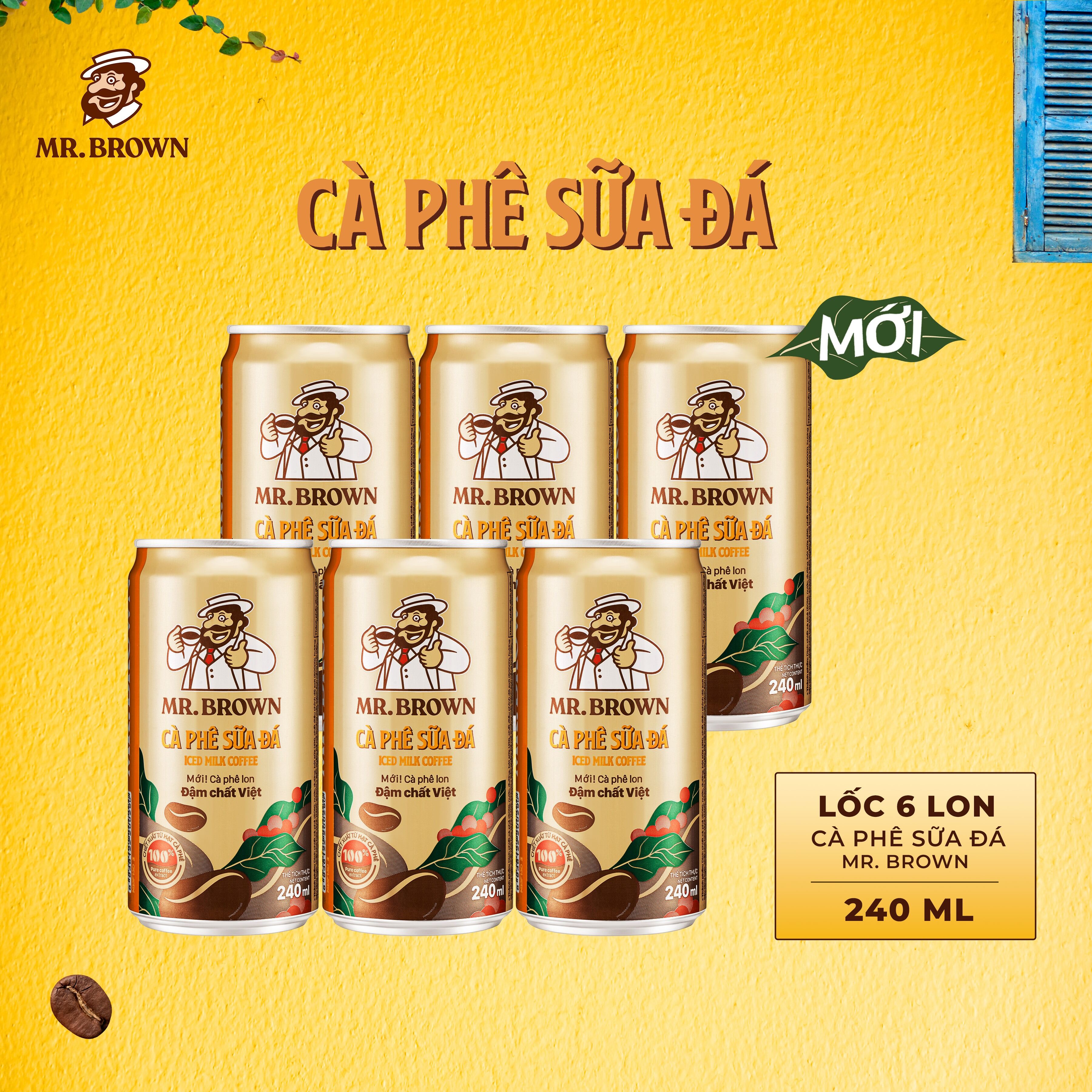 Lốc 6 lon cà phê sữa đá Mr.Brown