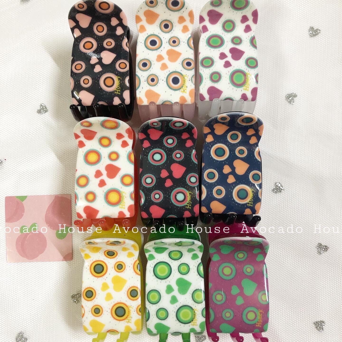 Kẹp tóc càng cua 5 răng Honey hình trái tim