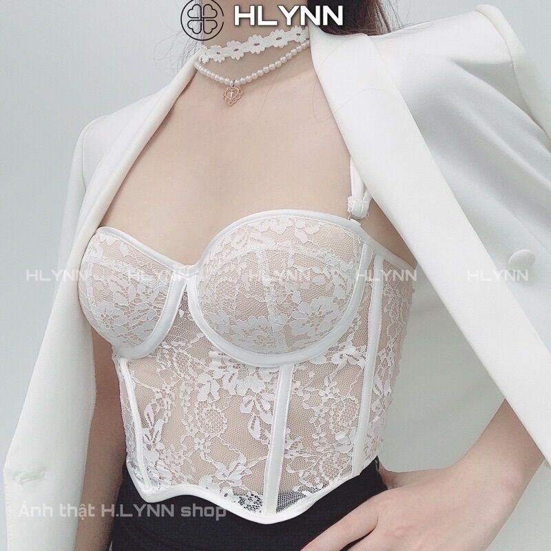 M149 Áo corset ren viền lụa sóng