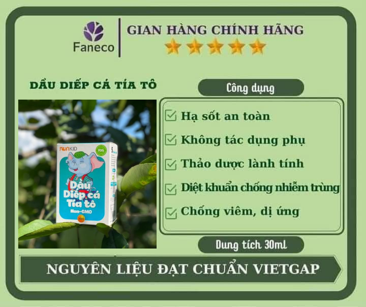 Dầu diếp cá tía tô 30ml - giúp bé hạ sốt