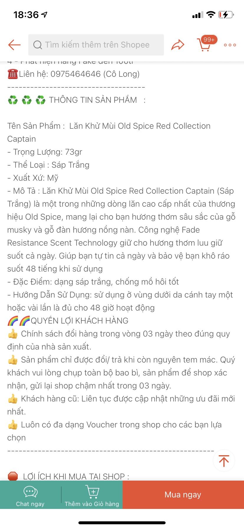 [HOT] Lăn Khử Mùi Old Spice Red Collection Captain 73Gr (Sáp Trắng)