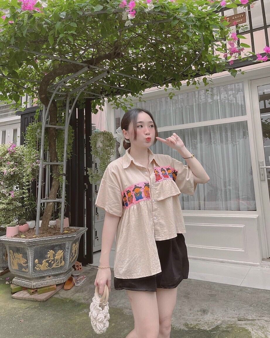 Sét áo sơmi lệch + quần lưng thun