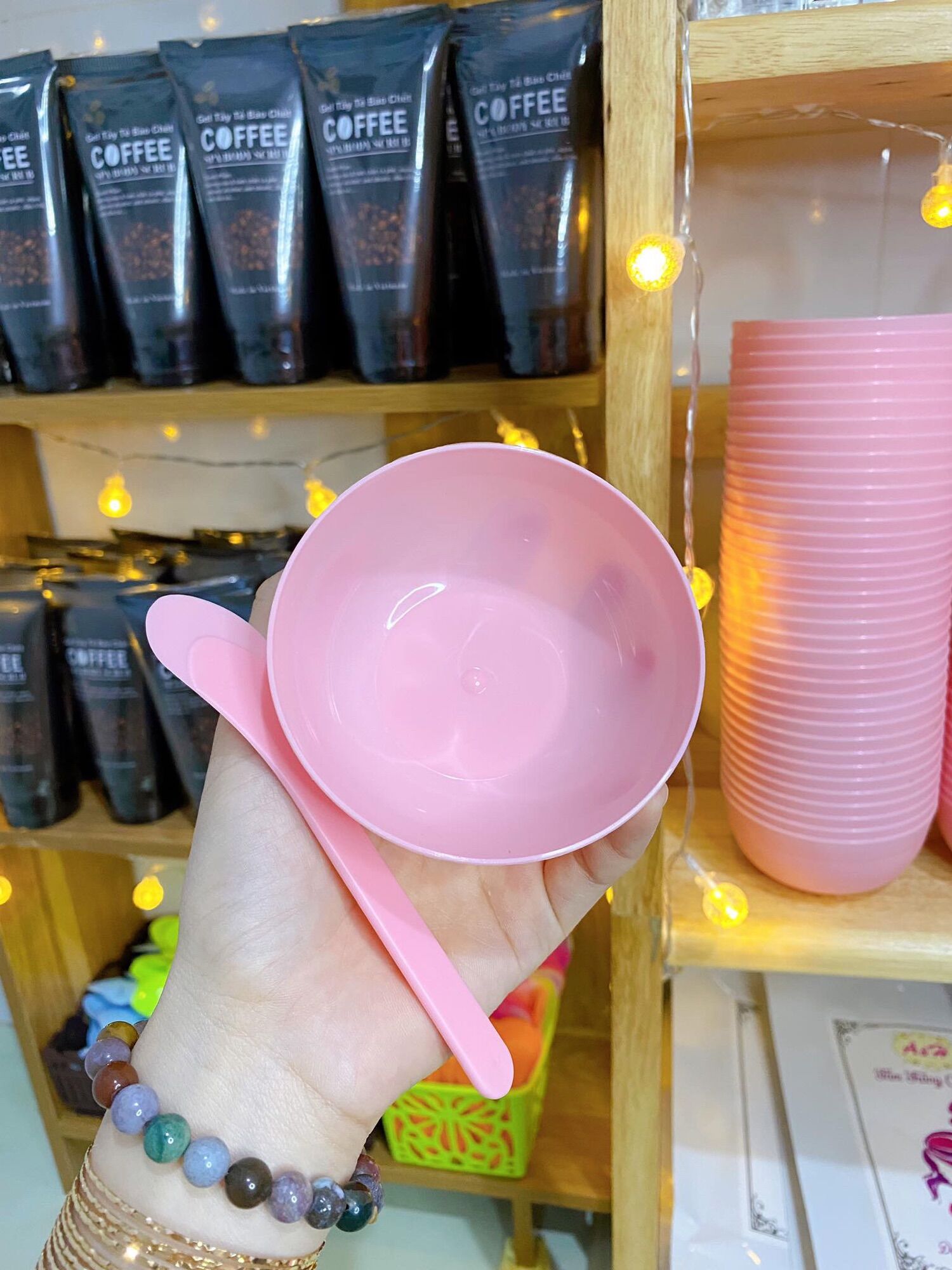 Combo bộ chén pha mặt nạ (màu hồng)