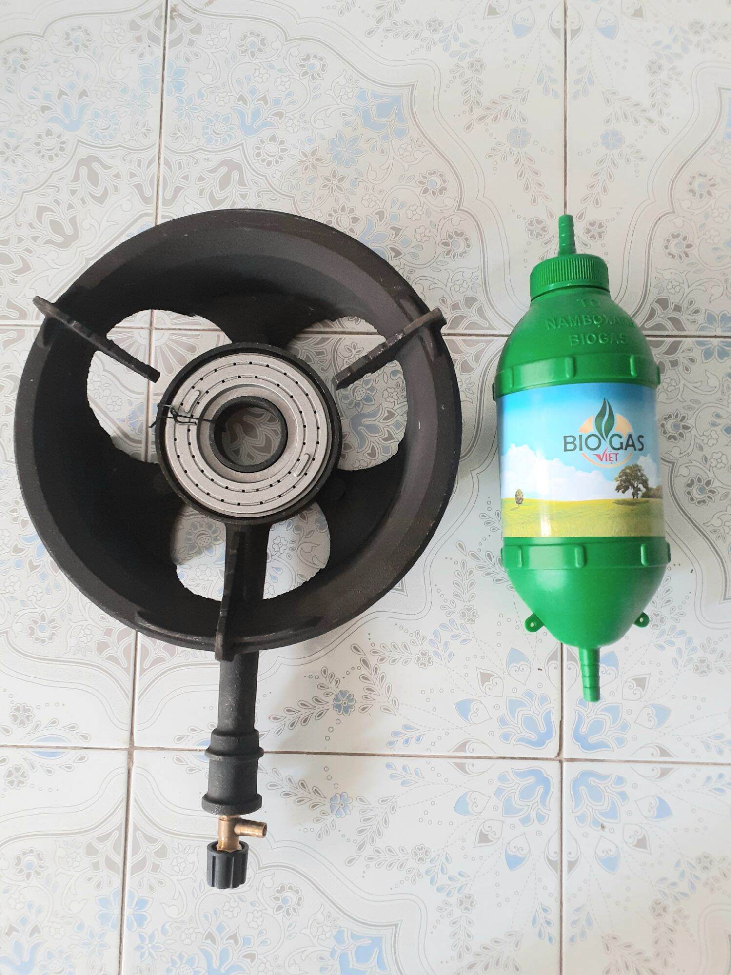Bếp biogas đơn gang + quả lọc khí