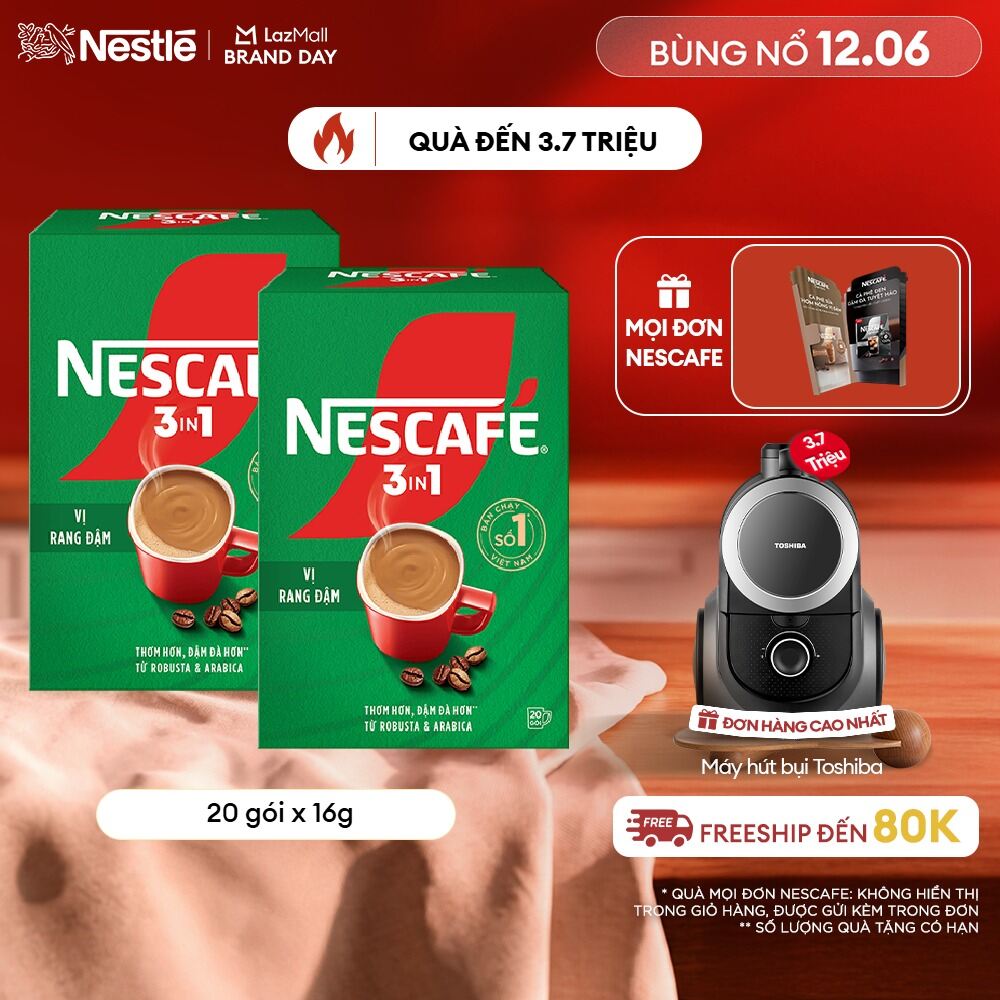 [FREESHIP TOÀN QUỐC] Combo 2 hộp NESCAFÉ 3in1 VỊ RANG ĐẬM (16g x 20 gói)
