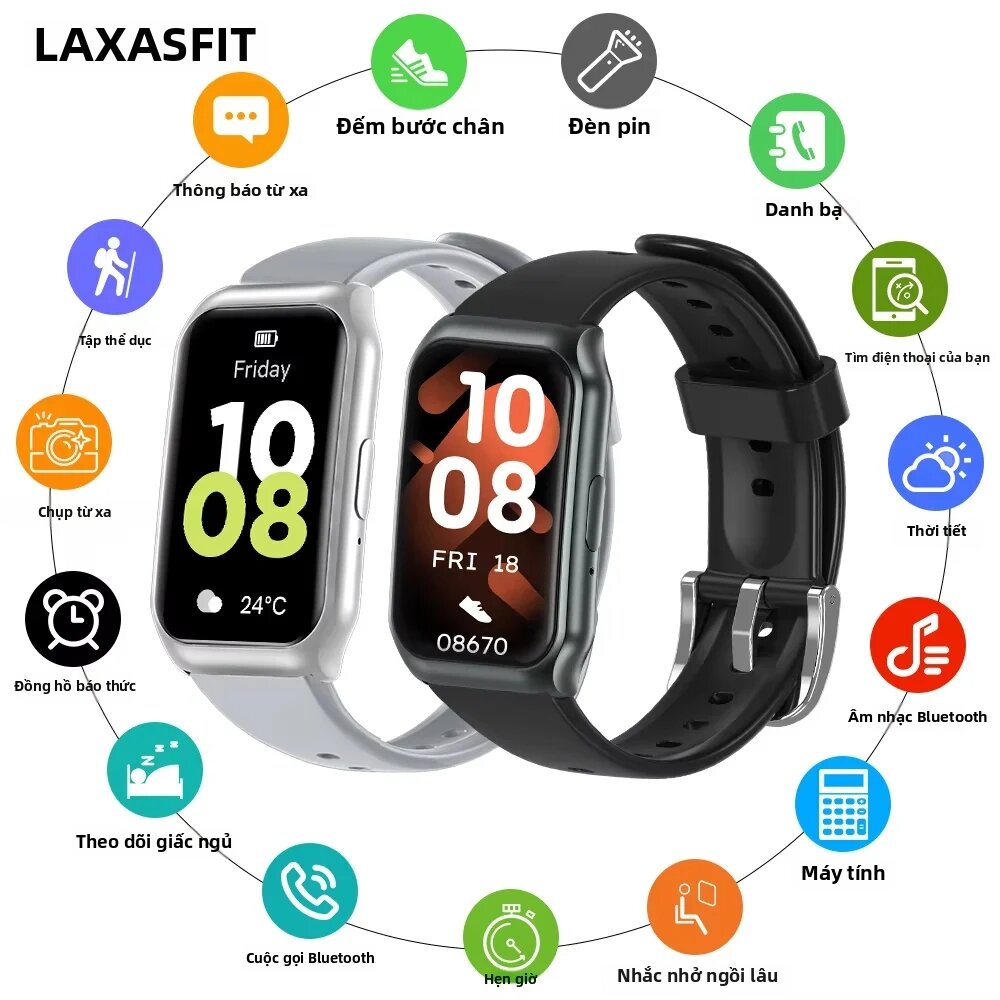 laxasfit | Đồng Hồ Thông Minh LAXASFIT Dành Cho Nam Nữ Gọi Điện Qua Bluetooth Theo Dõi Nhịp Tim & Giấc Ngủ Đèn Pin Trợ Lý Giọng Nói Tương Thích Với Android iOS