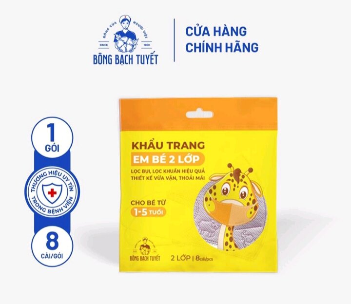 Khẩu Trang Em Bé 2 Lớp Bạch Tuyết cho bé từ 1 đến 5 tuổi