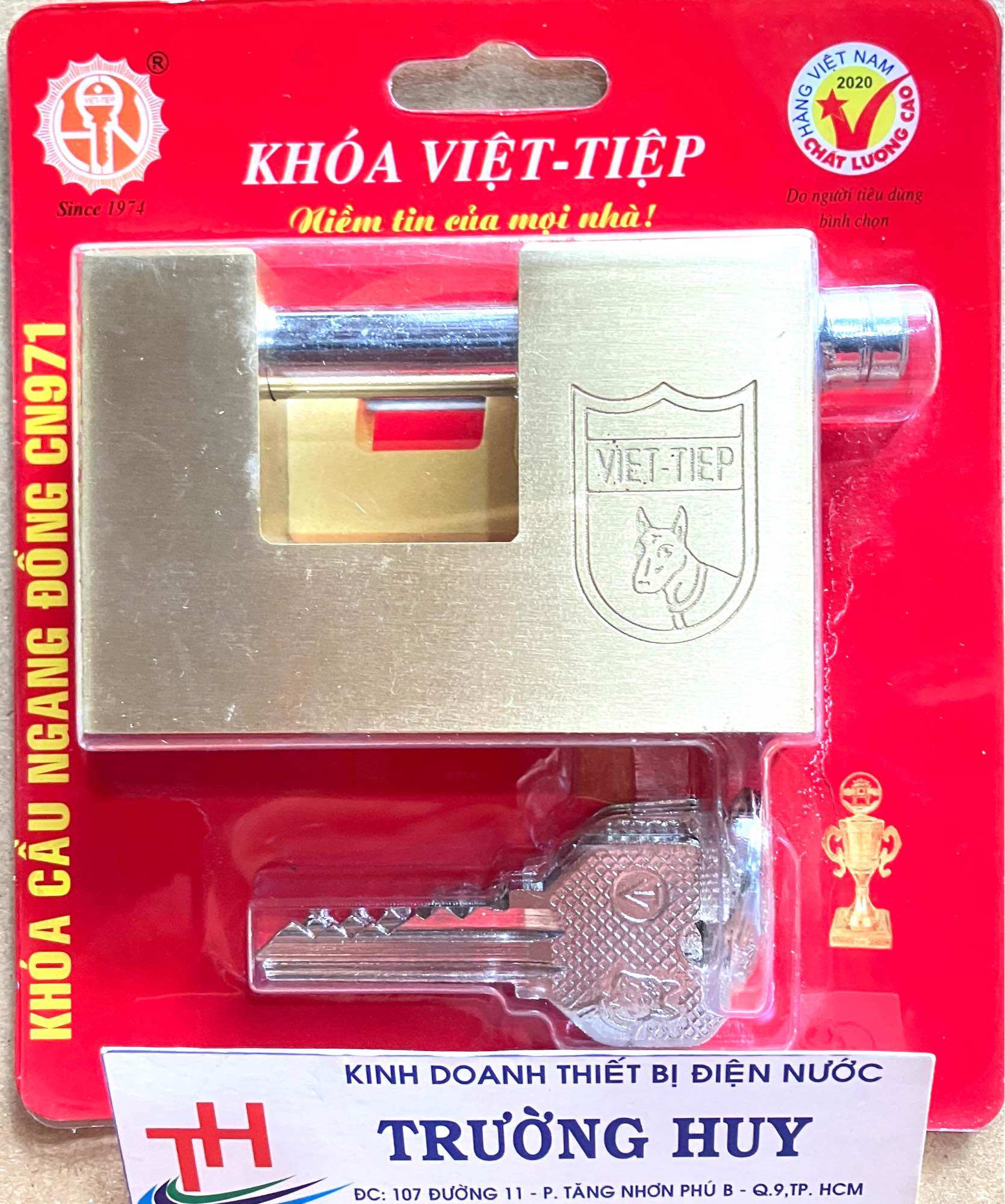 [chính hãng] Khoá cầu ngang đồng thau cao cấp Việt Tiệp CN 971, 05207 - Bảo hành 12 tháng