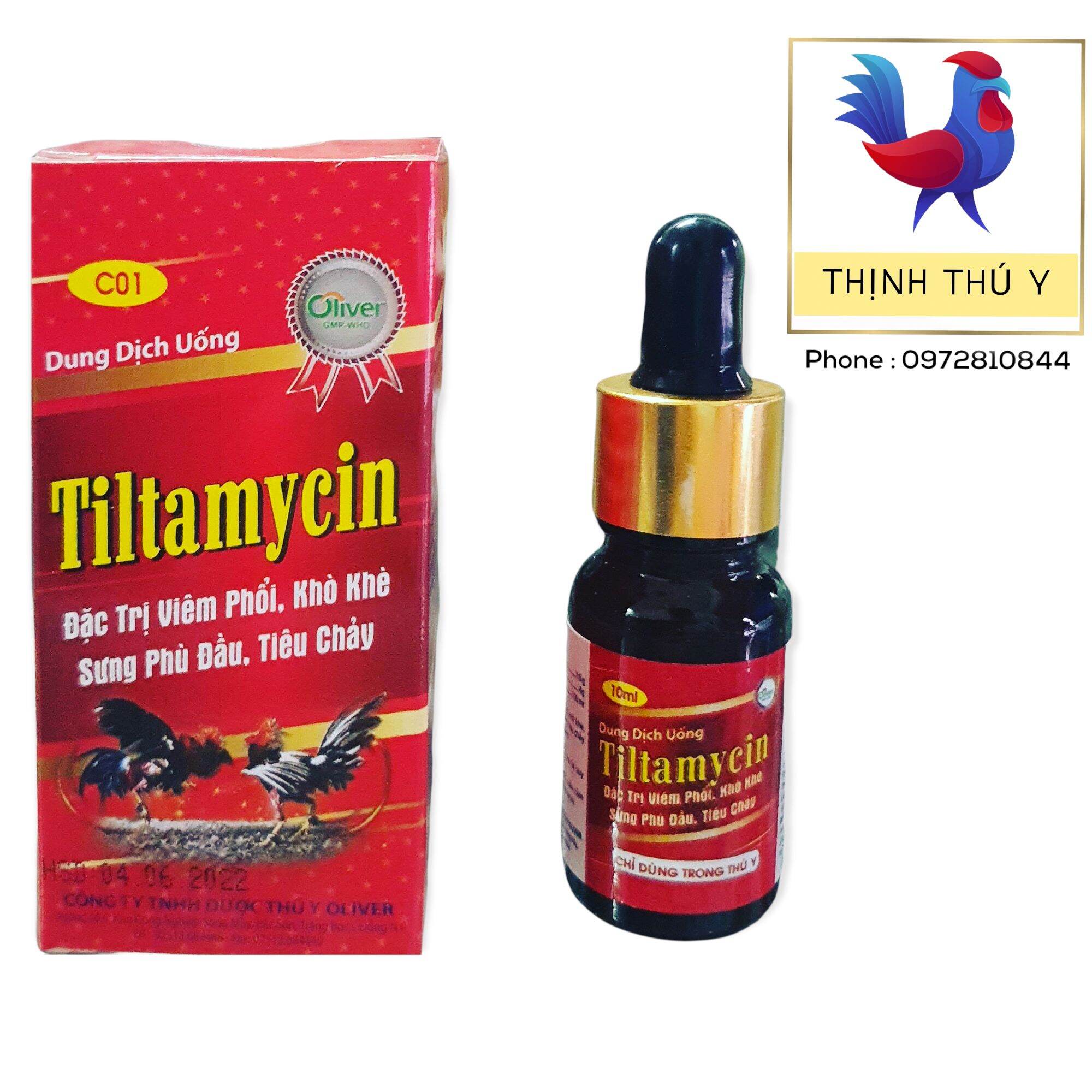 Tiltamycin (10ml) - Đặc tr.i. viêm phổi, khò khè, sưng phù đầu, tiêu chảy cho gà đá