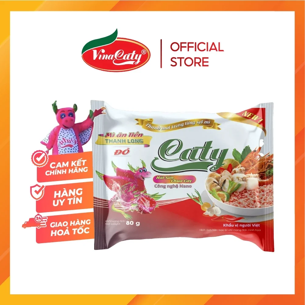 Mì tôm thanh long đỏ Caty hải sản chua cay ( thùng 30 gói × 80g)